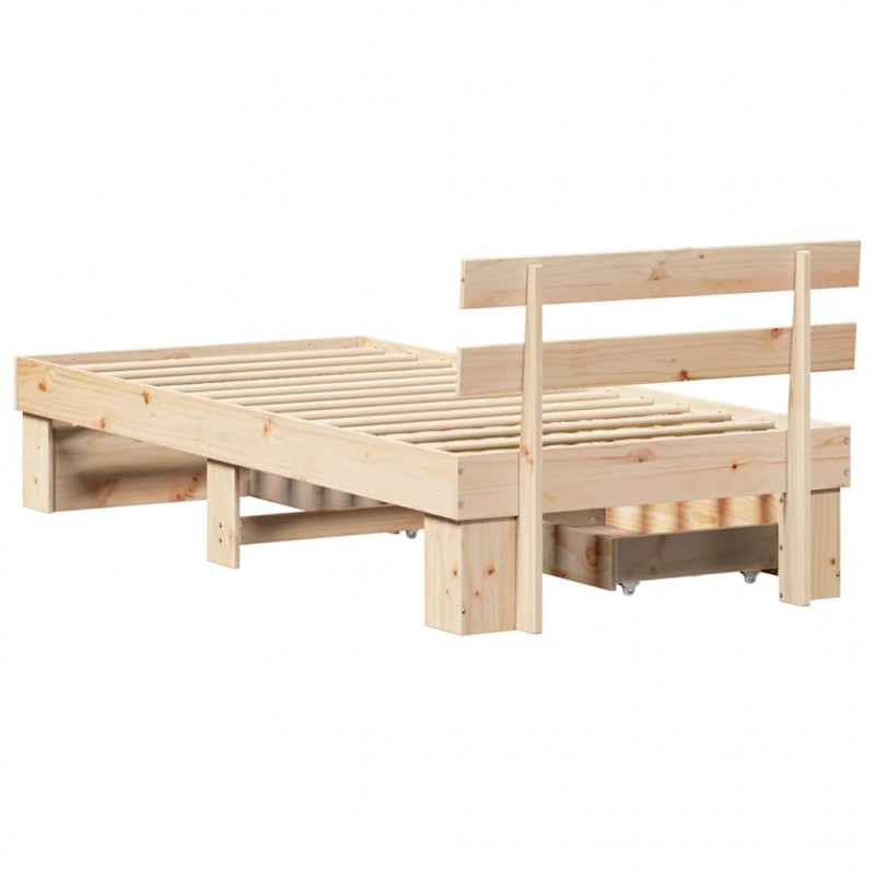 Ramka łóżka Naturalny 90 x 200 cm Lite drewno sosnowe