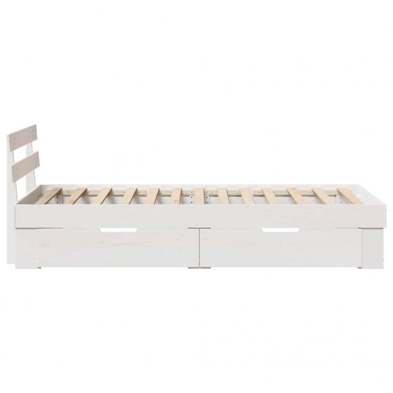 Ramka łóżka Z zagłówkiem Biały 90 x 200 cm Lite drewno sosnowe