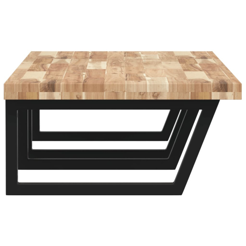 Półka ścienna pod umywalkę, stal i lite drewno akacjowe