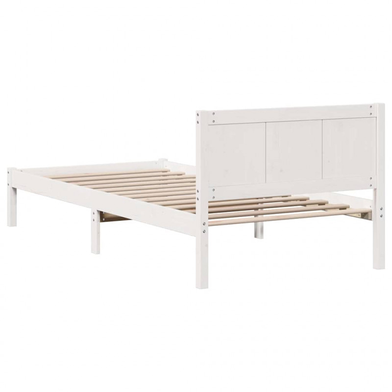 Ramka łóżka Biały 90 x 200 cm Lite drewno sosnowe