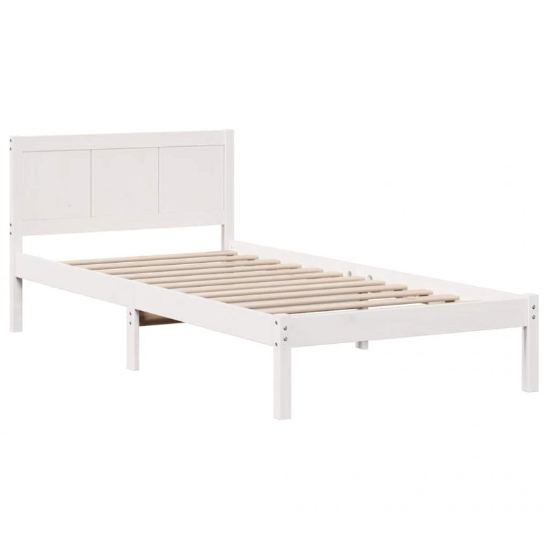 Ramka łóżka Biały 100 x 200 cm Lite drewno sosnowe
