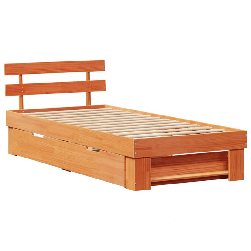 Ramka łóżka Woskowy Brąz 90 x 190 cm Lite drewno sosnowe
