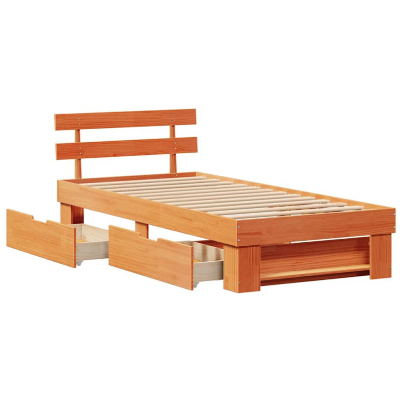 Ramka łóżka Woskowy Brąz 90 x 190 cm Lite drewno sosnowe