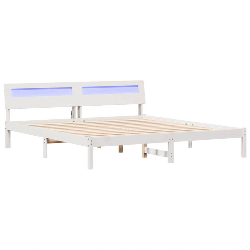 Ramka łóżka Z zagłówkiem Biały 180 x 200 cm Lite drewno sosnowe