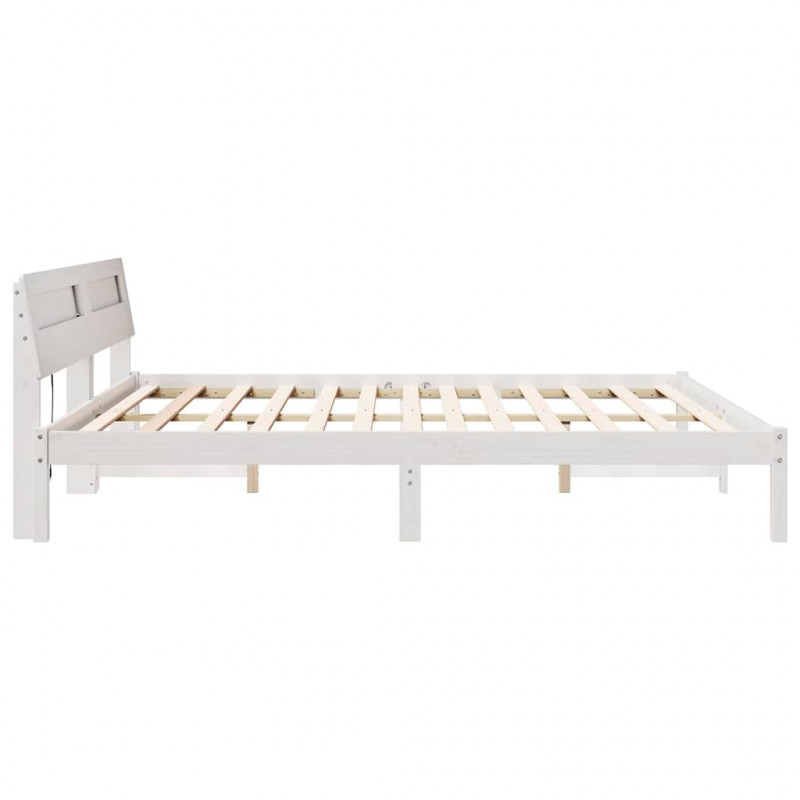 Ramka łóżka Z zagłówkiem Biały 180 x 200 cm Lite drewno sosnowe