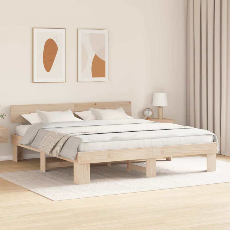Ramka łóżka Naturalny 180 x 200 cm Lite drewno sosnowe