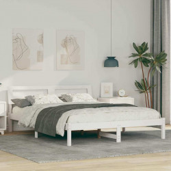 Ramka łóżka Z zagłówkiem Biały 160 x 200 cm Lite drewno sosnowe