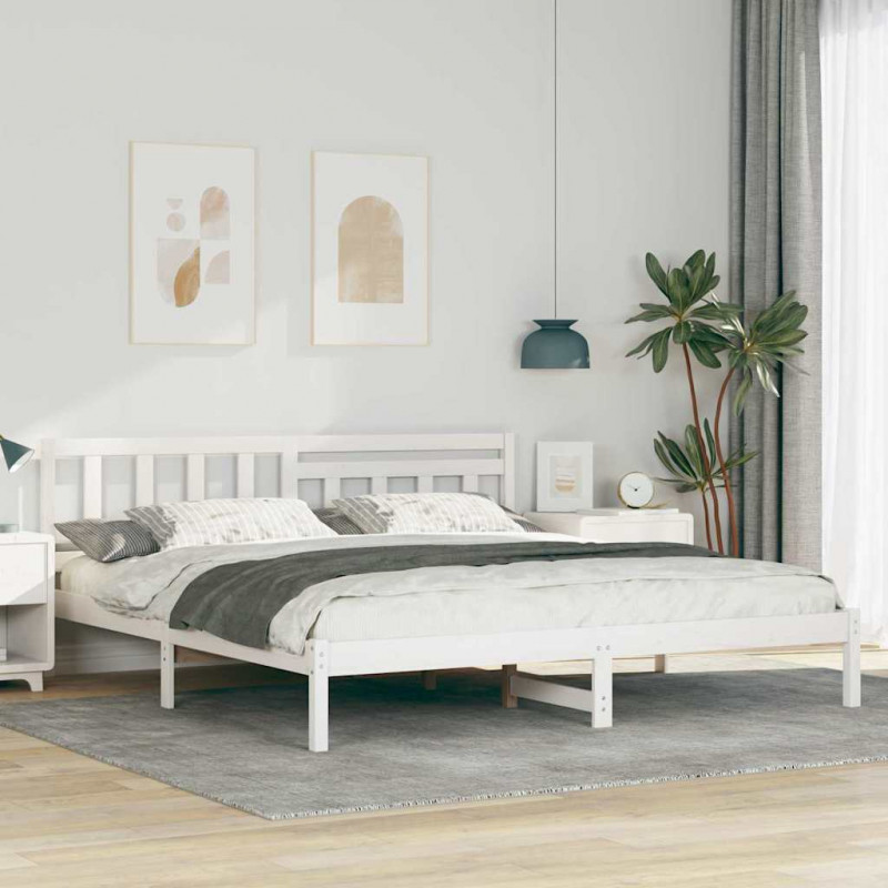 Ramka łóżka Z zagłówkiem Biały 180 x 200 cm Lite drewno sosnowe