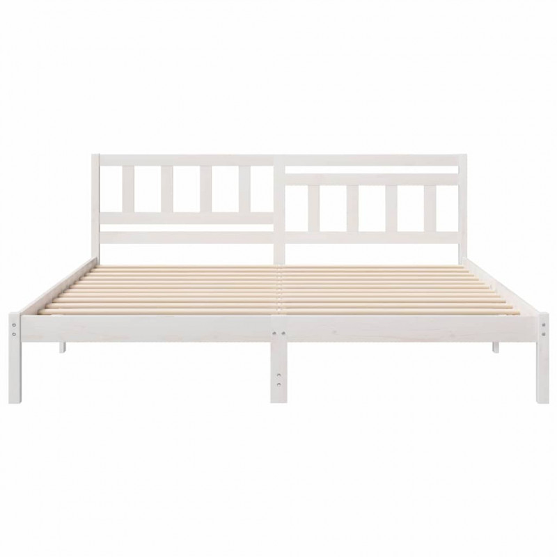 Ramka łóżka Z zagłówkiem Biały 180 x 200 cm Lite drewno sosnowe