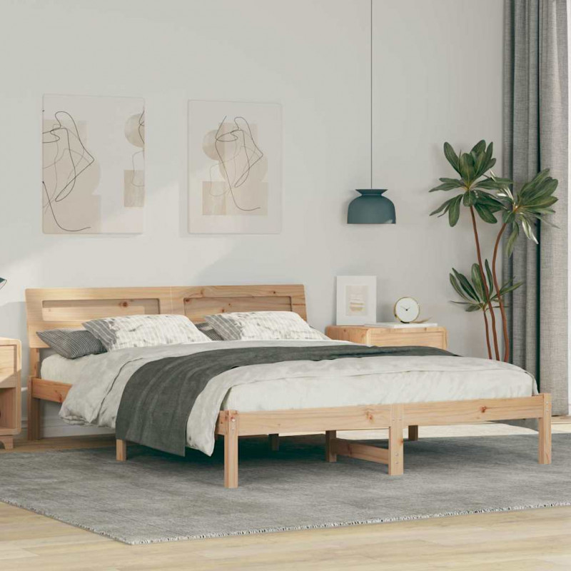 Ramka łóżka Brązowy 150 x 200 cm Lite drewno sosnowe