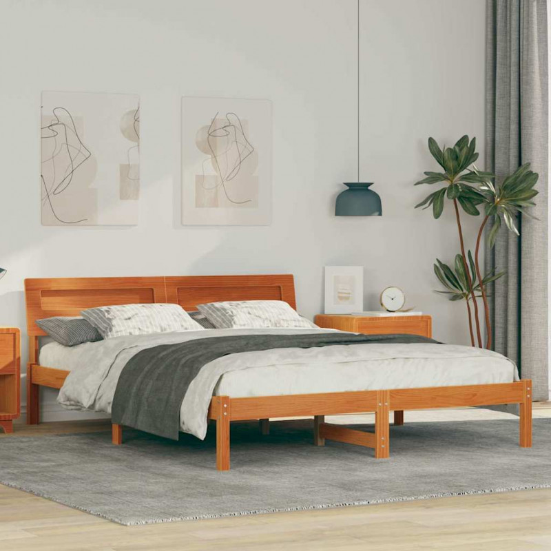 Ramka łóżka Woskowy Brąz 150 x 200 cm Lite drewno sosnowe
