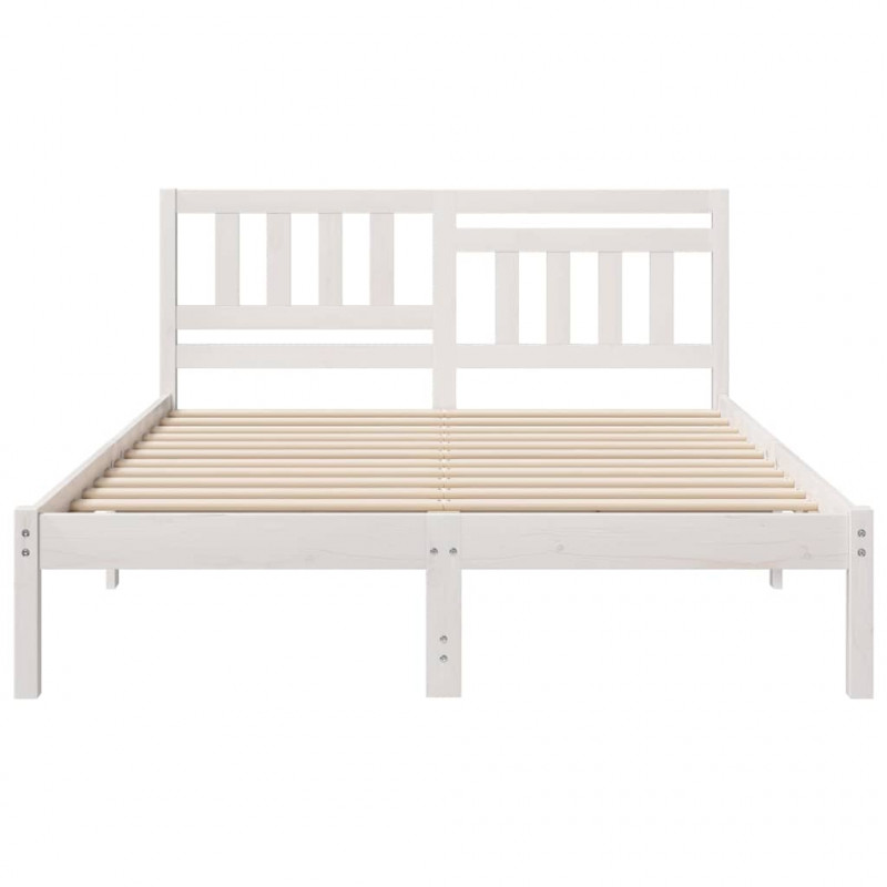 Ramka łóżka Z zagłówkiem Biały 120 x 200 cm Lite drewno sosnowe