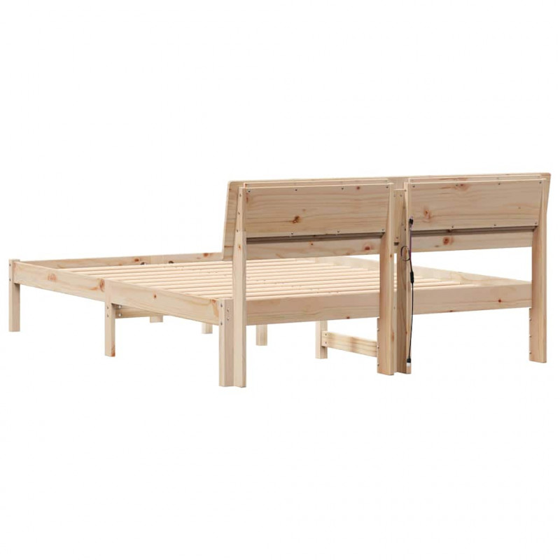 Ramka łóżka Brązowy 140 x 190 cm Lite drewno sosnowe