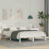 Ramka łóżka Z zagłówkiem Biały 140 x 190 cm Lite drewno sosnowe