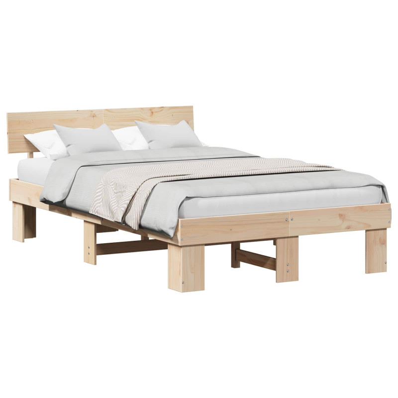 Ramka łóżka Naturalny 140 x 190 cm Lite drewno sosnowe