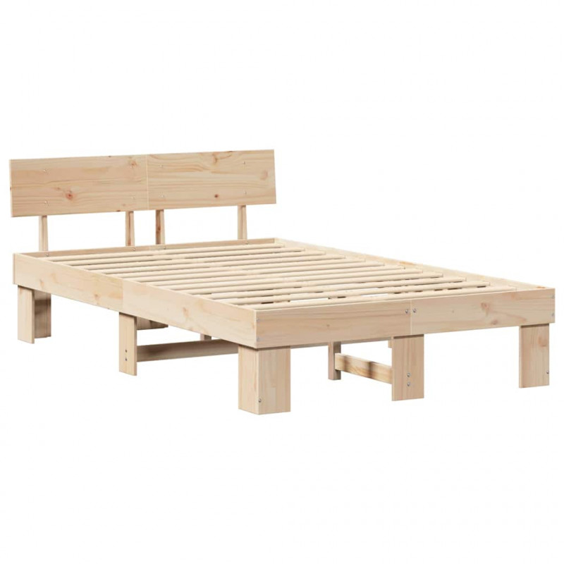 Ramka łóżka Naturalny 140 x 190 cm Lite drewno sosnowe