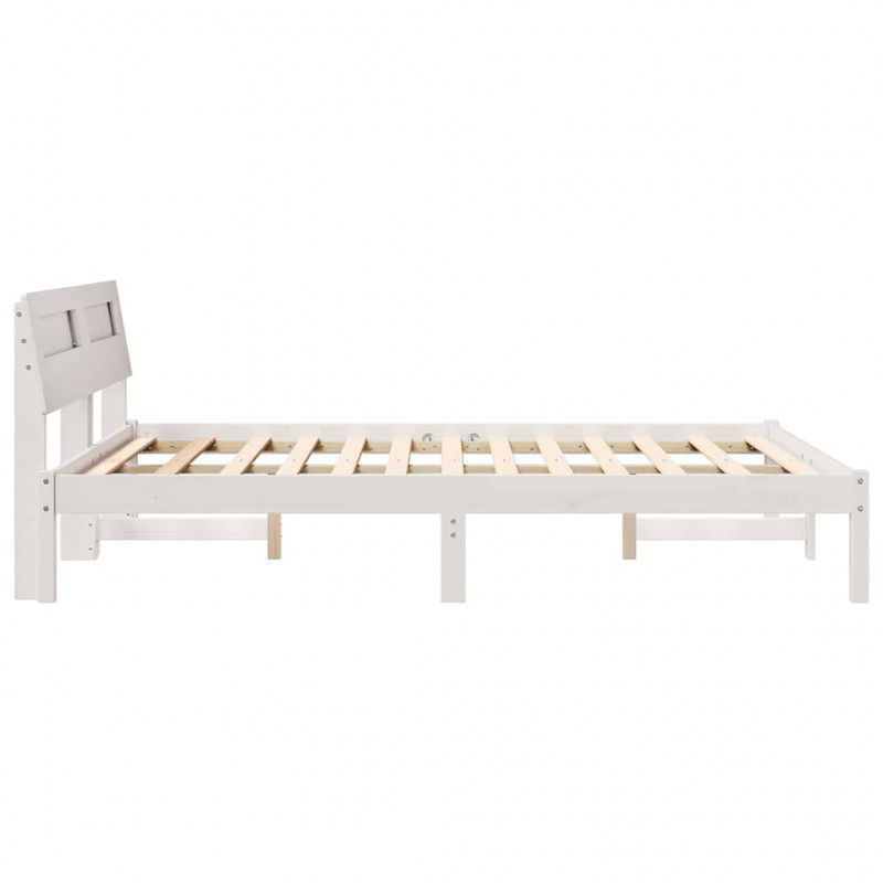 Ramka łóżka Z zagłówkiem Biały 120 x 190 cm Lite drewno sosnowe