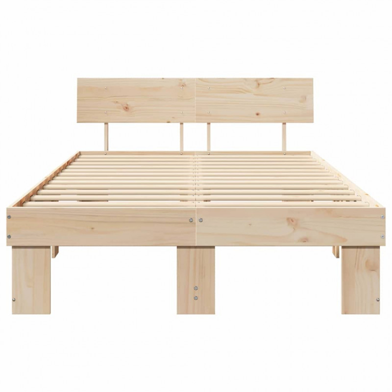 Ramka łóżka Naturalny 120 x 190 cm Lite drewno sosnowe
