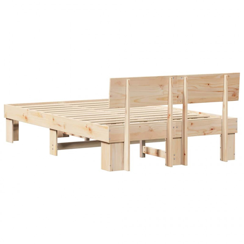 Ramka łóżka Naturalny 120 x 190 cm Lite drewno sosnowe