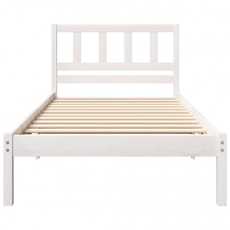 Ramka łóżka Z zagłówkiem Biały 90 x 200 cm Lite drewno sosnowe