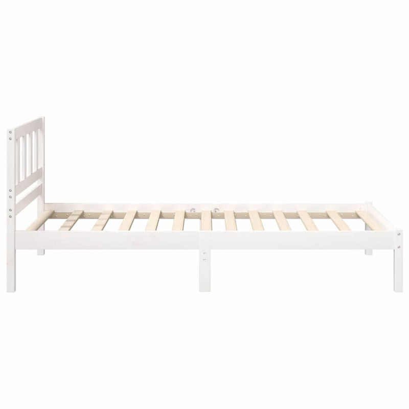 Ramka łóżka Z zagłówkiem Biały 90 x 200 cm Lite drewno sosnowe