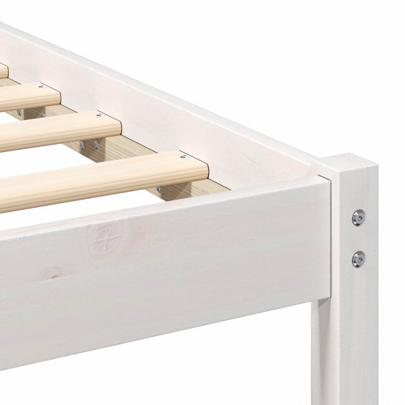Ramka łóżka Z zagłówkiem Biały 90 x 200 cm Lite drewno sosnowe