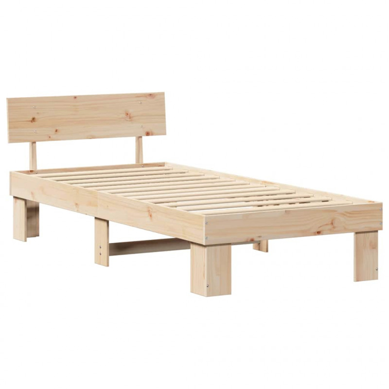 Ramka łóżka Naturalny 100 x 200 cm Lite drewno sosnowe