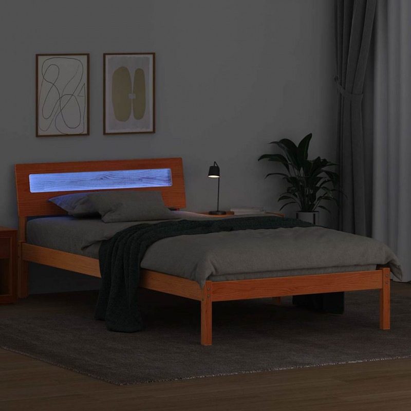 Ramka łóżka Woskowy Brąz 90 x 200 cm Lite drewno sosnowe