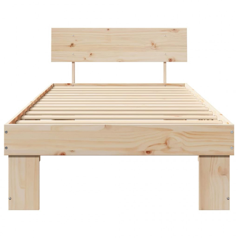 Ramka łóżka Naturalny 75 x 190 cm Lite drewno sosnowe