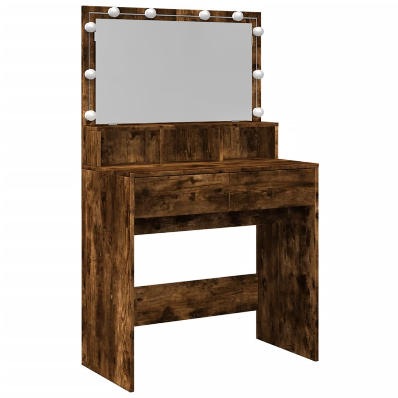 Toaletka z oświetleniem LED, przydymiony dąb, 80x41x134,5 cm