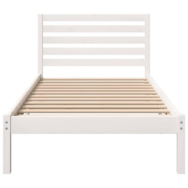 Ramka łóżka Z zagłówkiem Biały 90 x 200 cm Lite drewno sosnowe