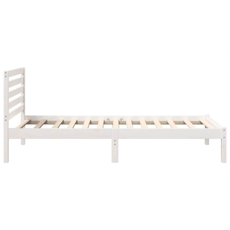 Ramka łóżka Z zagłówkiem Biały 90 x 200 cm Lite drewno sosnowe