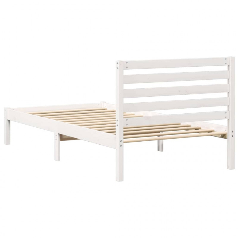 Ramka łóżka Z zagłówkiem Biały 90 x 200 cm Lite drewno sosnowe