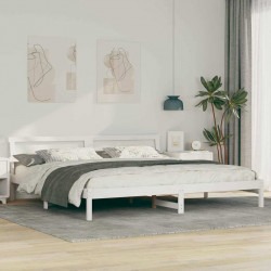 Ramka łóżka Z zagłówkiem Biały 180 x 200 cm Lite drewno sosnowe