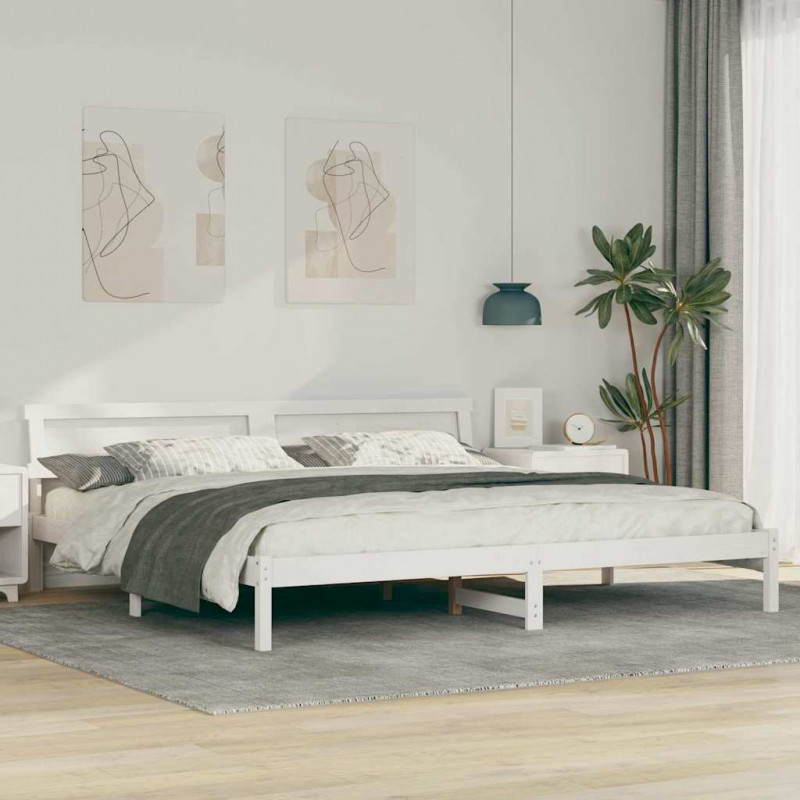 Ramka łóżka Z zagłówkiem Biały 180 x 200 cm Lite drewno sosnowe