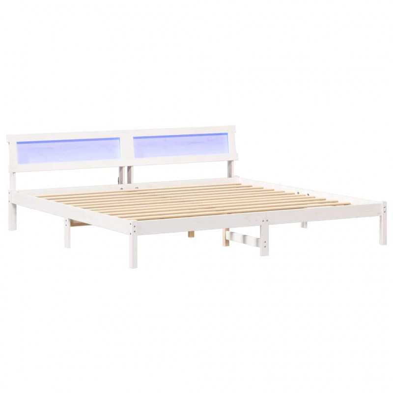 Ramka łóżka Z zagłówkiem Biały 180 x 200 cm Lite drewno sosnowe