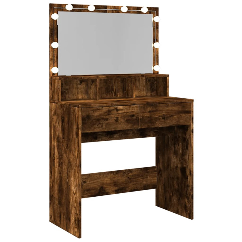 Toaletka z oświetleniem LED, przydymiony dąb, 80x41x134,5 cm