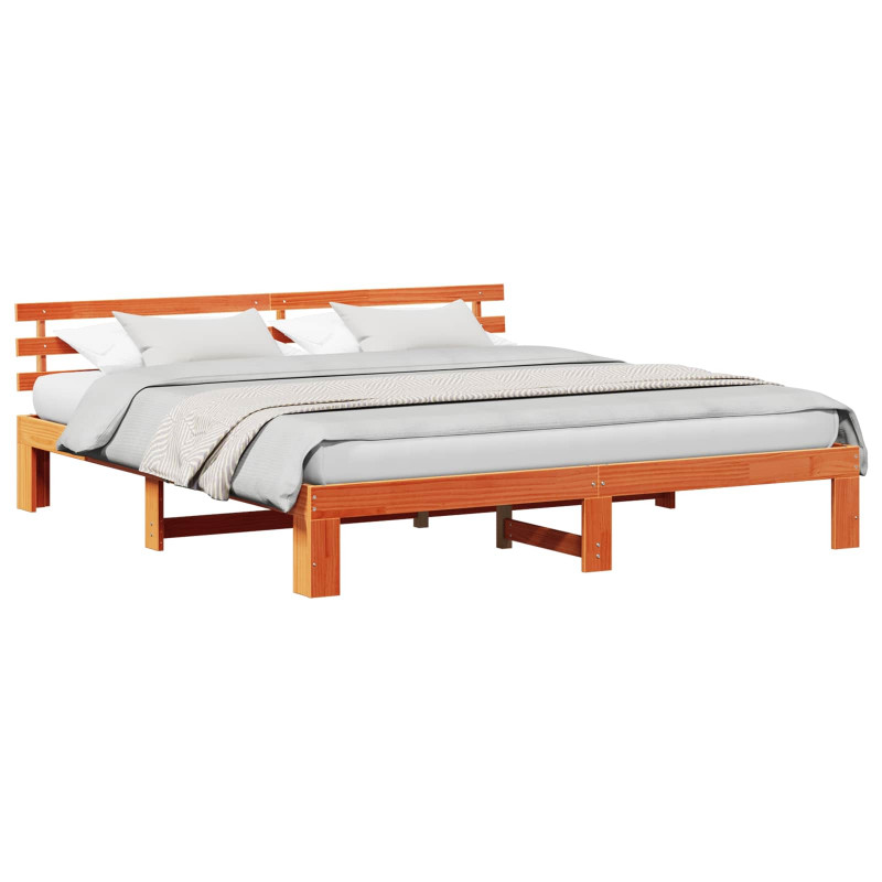 Ramka łóżka Woskowy Brąz 200 x 200 cm Lite drewno sosnowe