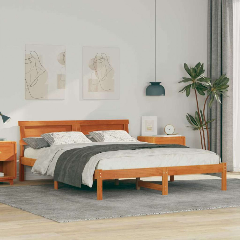 Ramka łóżka Woskowy Brąz 160 x 200 cm Lite drewno sosnowe