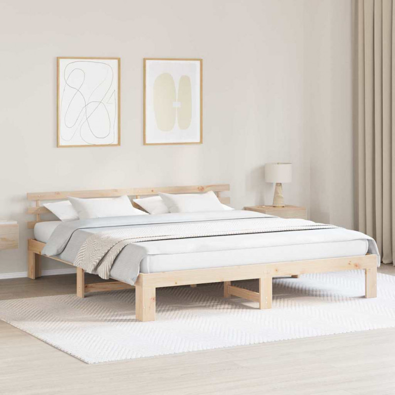 Ramka łóżka Naturalny 180 x 200 cm Lite drewno sosnowe