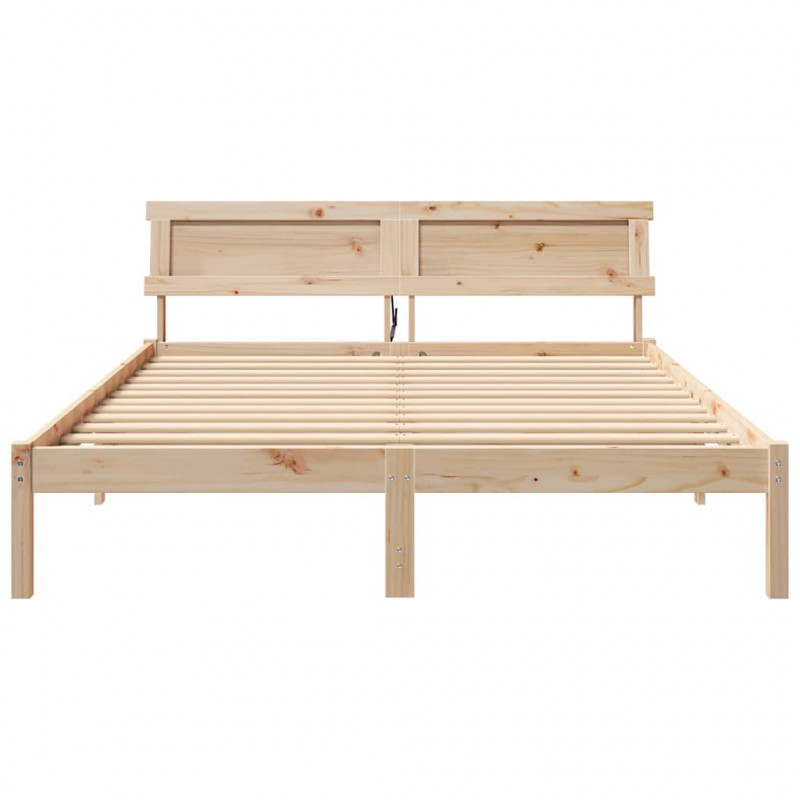 Ramka łóżka Brązowy 150 x 200 cm Lite drewno sosnowe