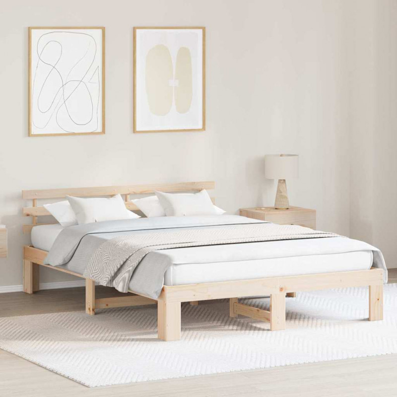Ramka łóżka Naturalny 160 x 200 cm Lite drewno sosnowe