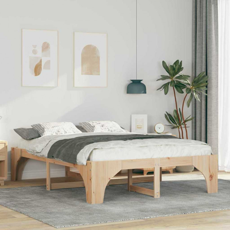 Ramka łóżka Brązowy 150 x 200 cm Lite drewno sosnowe