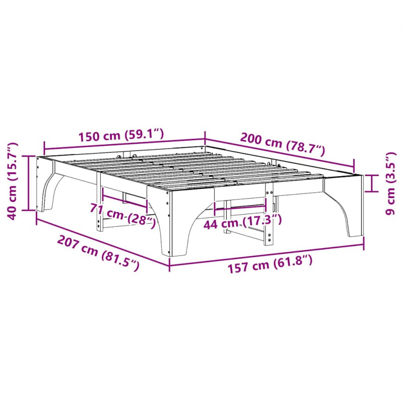 Ramka łóżka Brązowy 150 x 200 cm Lite drewno sosnowe