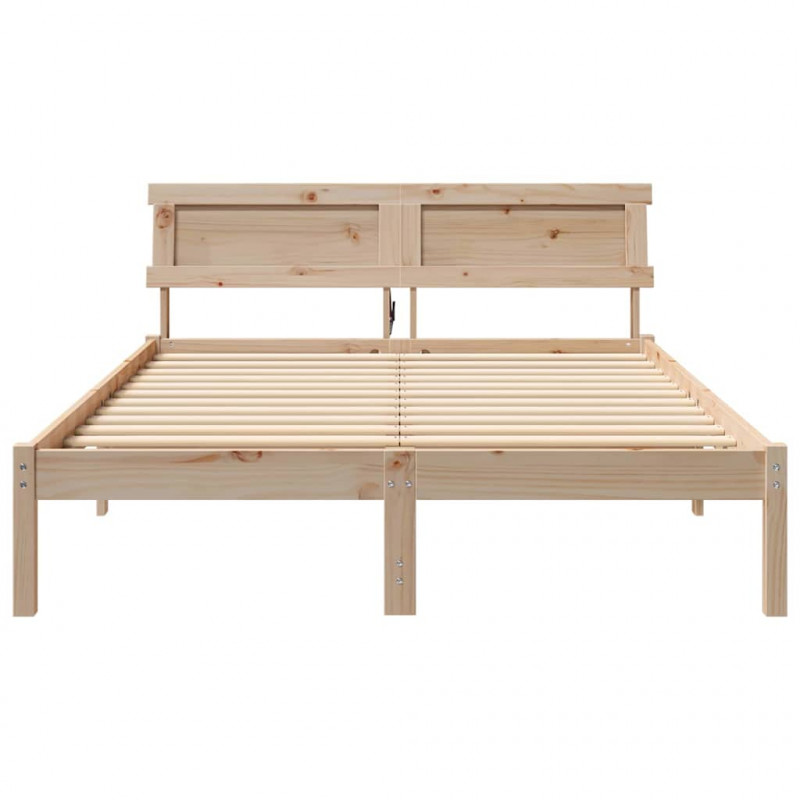Ramka łóżka Brązowy 140 x 190 cm Lite drewno sosnowe