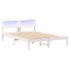 Ramka łóżka Z zagłówkiem Biały 140 x 190 cm Lite drewno sosnowe