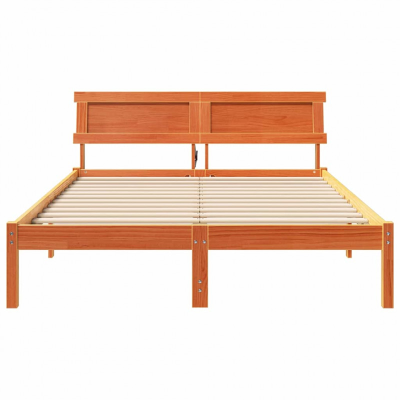 Ramka łóżka Woskowy Brąz 140 x 190 cm Lite drewno sosnowe