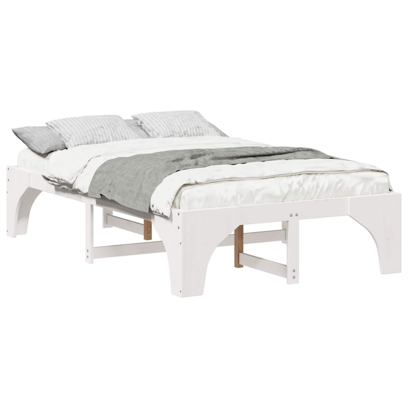 Ramka łóżka Biały 140 x 190 cm Lite drewno sosnowe