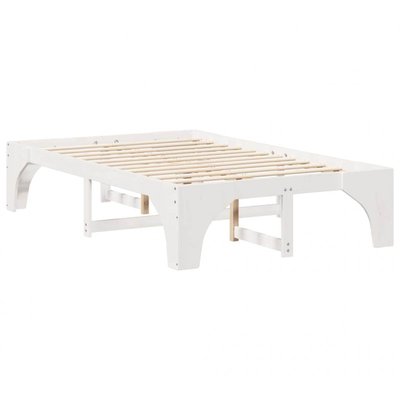 Ramka łóżka Biały 140 x 190 cm Lite drewno sosnowe