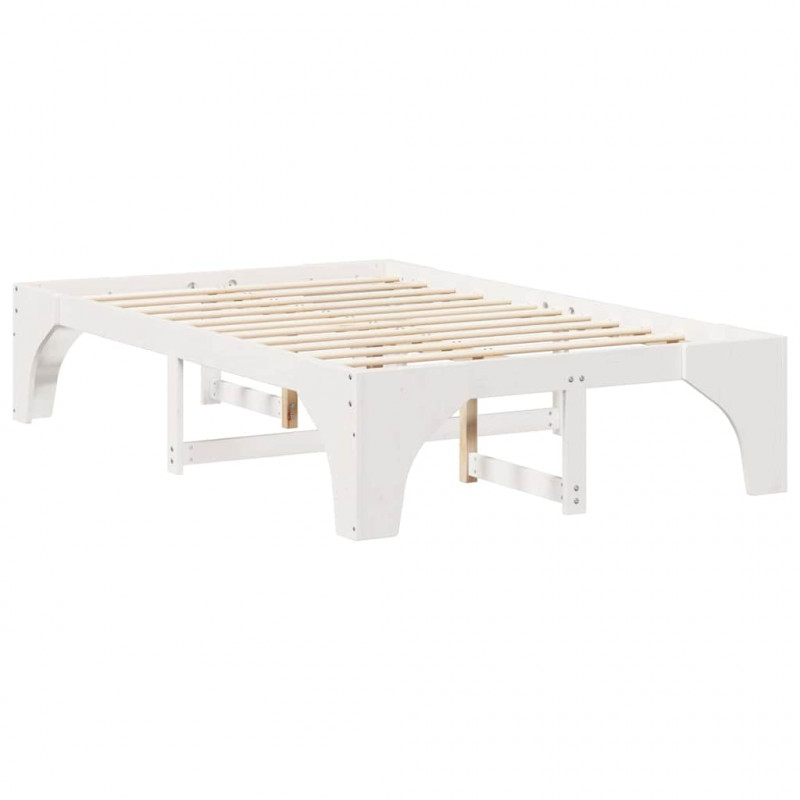 Ramka łóżka Biały 140 x 190 cm Lite drewno sosnowe